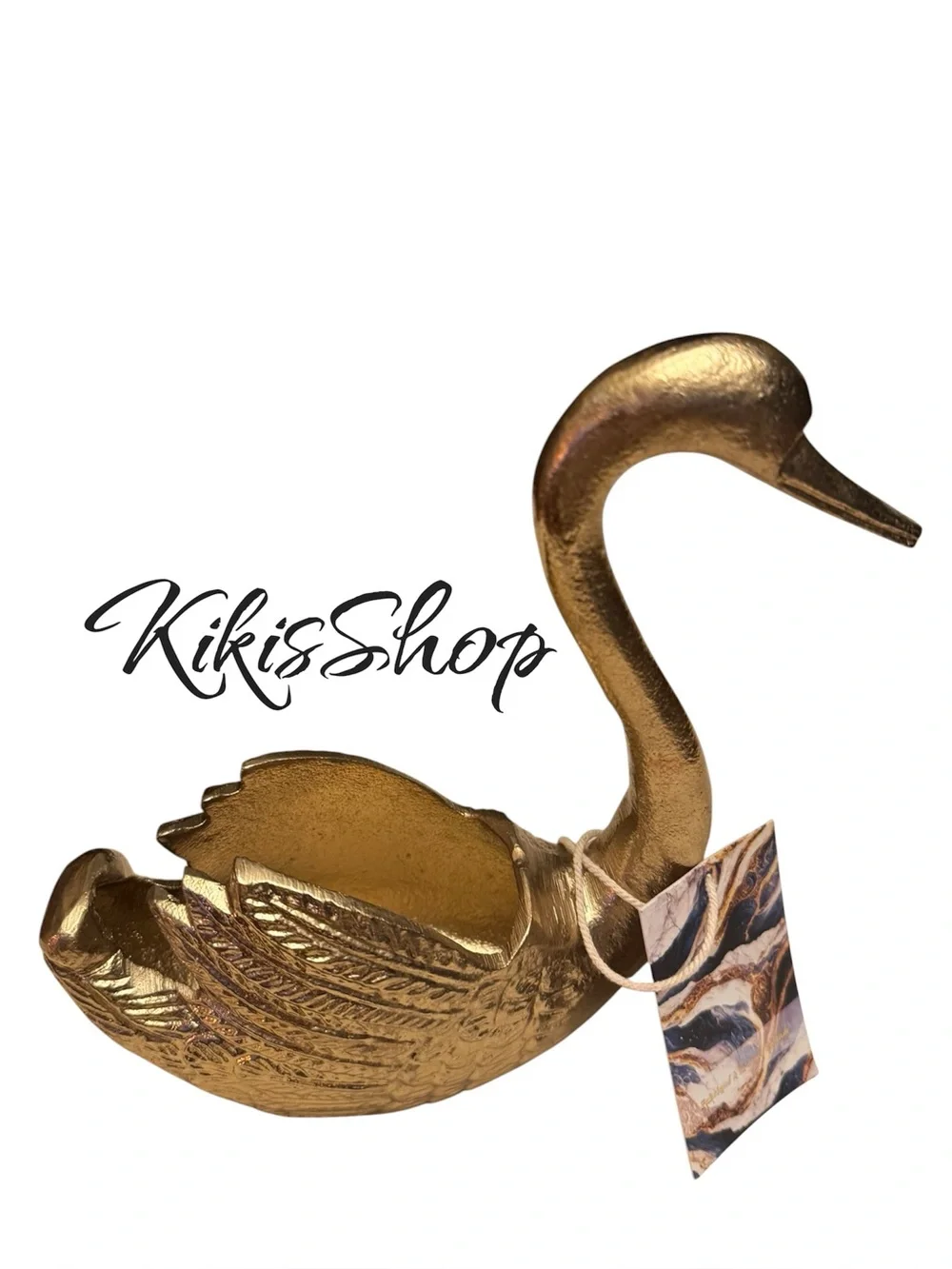 Vintage Brass Long Neck Swan Home Accent Decor